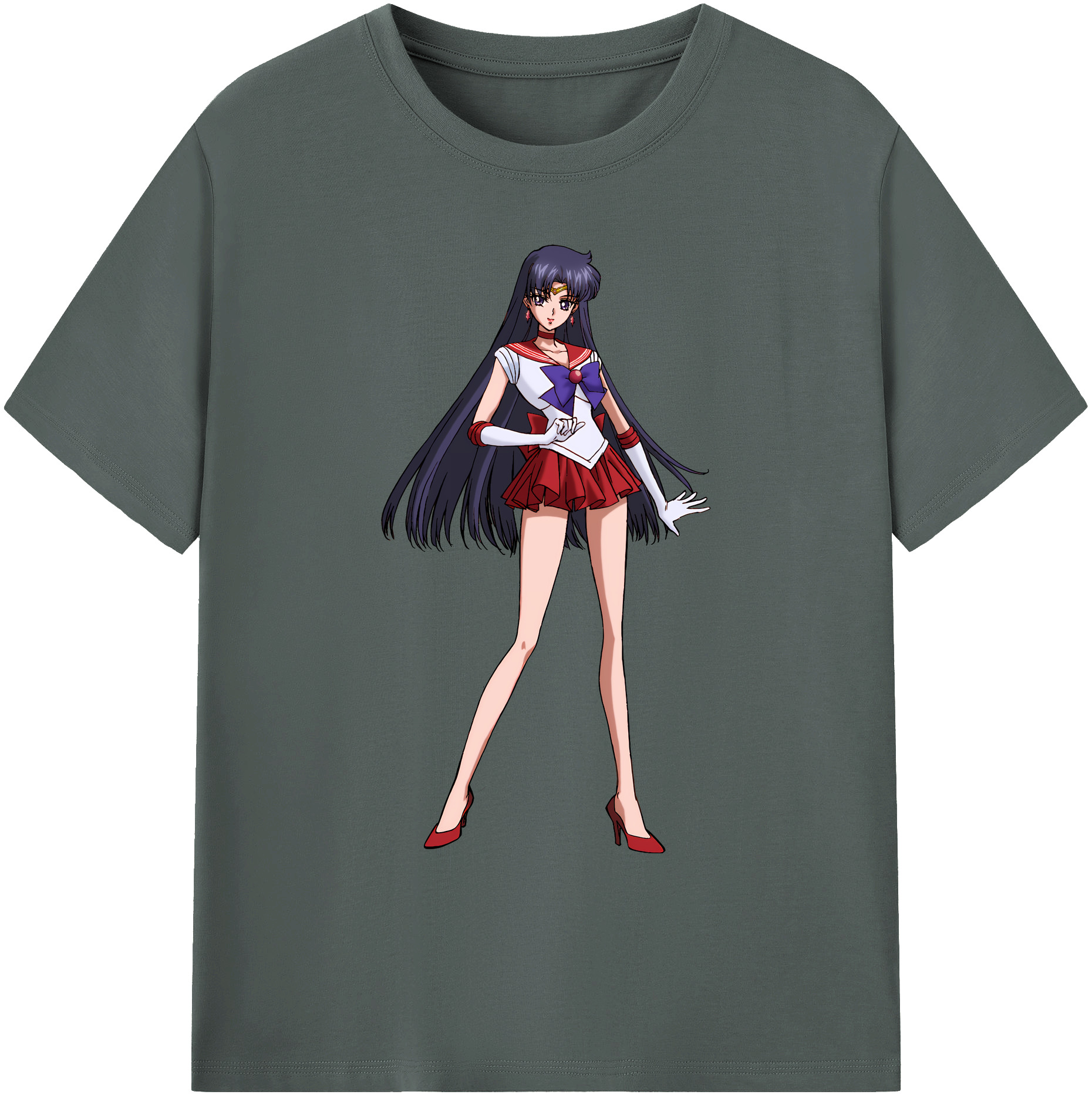 （画像用） 美少女戦士セーラームーン 火野レイ ひの レイ Sailor Moon Hino Rei （セーラーマーズ,Sailor Mars） 綿100％ メンズ半袖Tシャツ｜肌触りやわらか＆通気性